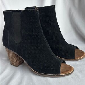 TOMS Women's Majorca Peep Toe Mid Calf Boot, 3" Heel, Size 8.5